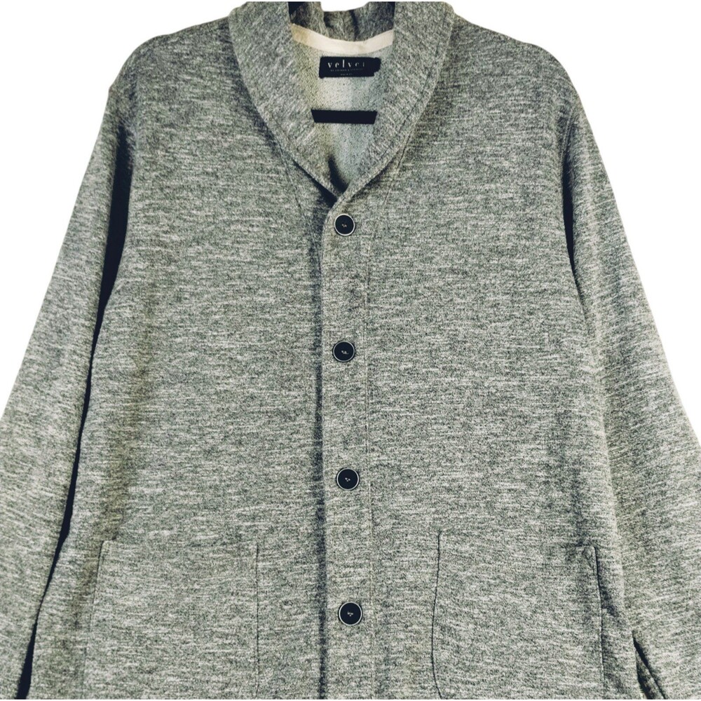 VTG Cardigan Size XL Long Sleeve Button Shawl Collar Pockets Grey Soft Cozy